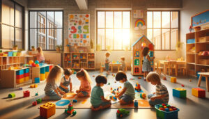 Kinder im Kindergarten, KI-generiert